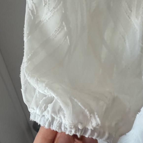 Printed Jacard lantern sleeve little white Dress - Picture 5 of 11